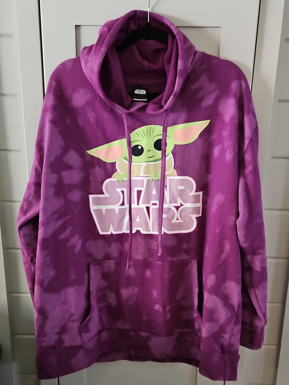 Star Wars Grogu Purple Tie-Dye Crewneck Hoodie Sz XXL